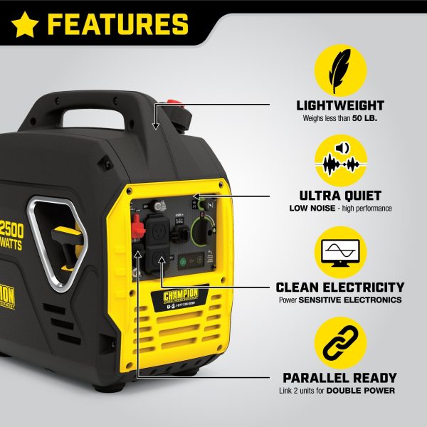 Champion 200950 1850W/2500W Gas Portable Inverter Generator New - Image 4